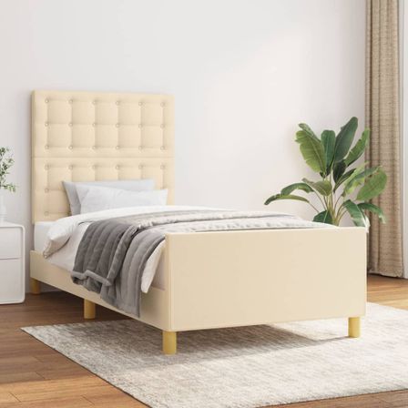 Cadre de lit avec tête de lit Crème 80x200 cm Tissu