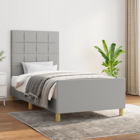 Cadre de lit avec tête de lit Gris clair 100x200 cm Tissu