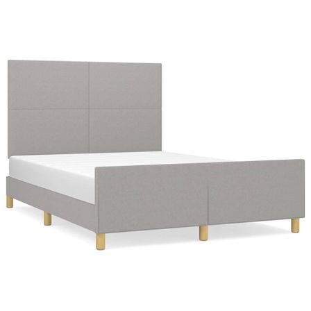 Lit avec tête de lit Gris clair 140x190 cm Tissu