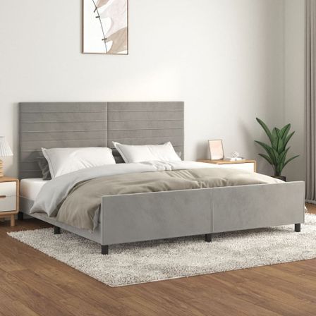 Cadre de lit avec tête de lit Gris clair 200x200 cm Velours