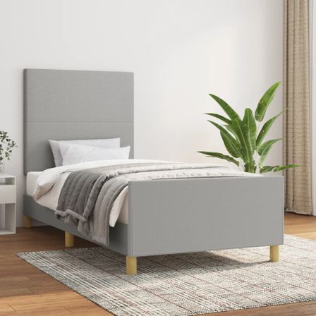 Cadre de lit avec tête de lit Gris clair 90x190 cm Tissu