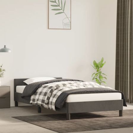 Cadre de lit avec tête de lit Gris foncé 100x200 cm Velours