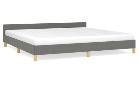 Lit avec tête de lit Gris foncé 200x200 cm Tissu