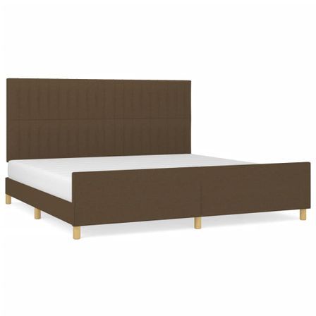Lit avec tête de lit Marron foncé 200x200 cm Tissu