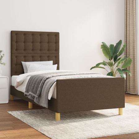 Cadre de lit avec tête de lit marron foncé 80x200 cm Tissu