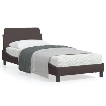 Cadre de lit avec tête de lit Marron foncé 90x190 cm Tissu