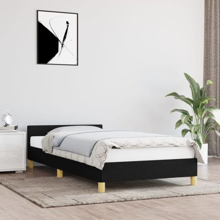 Cadre de lit avec tête de lit Noir 90x200 cm Tissu