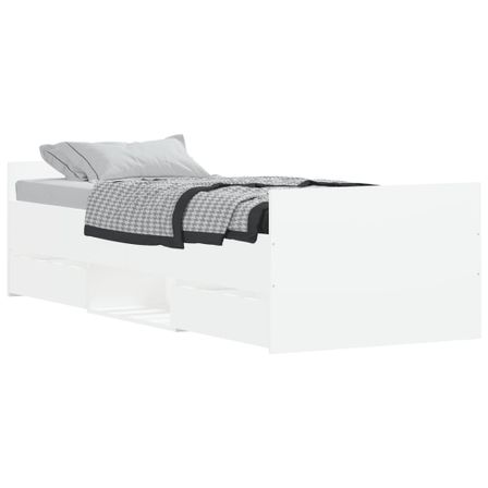 Cadre de lit avec tête de lit/pied de lit blanc 75x190 cm