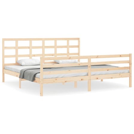 Cadre de lit avec tête de lit Super King Size bois massif