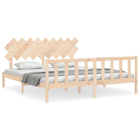 Cadre de lit avec tête de lit Super King Size bois massif