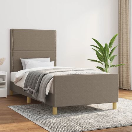 Cadre de lit avec tête de lit Taupe 100x200 cm Tissu