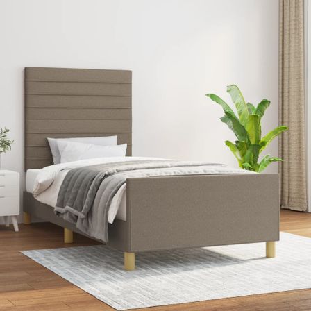 Cadre de lit avec tête de lit Taupe 90x200 cm Tissu