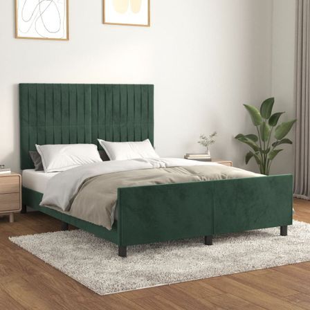 Cadre de lit avec tête de lit Vert foncé 140x190 cm Velours