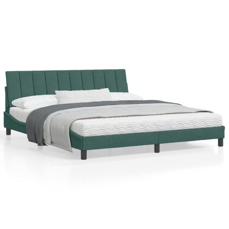 Cadre de lit avec tête de lit Vert foncé 180x200 cm Velours