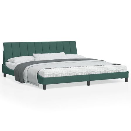 Cadre de lit avec tête de lit Vert foncé 200x200 cm Velours
