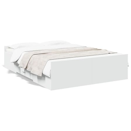 Cadre de lit avec tiroirs blanc 140x190cm bois d'ingénierie