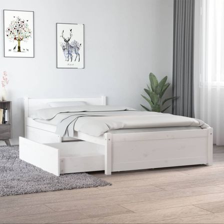 Cadre de lit avec tiroirs Blanc 90x190 cm Simple