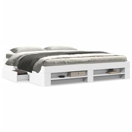 Cadre de lit blanc 180x200 cm bois d'ingénierie