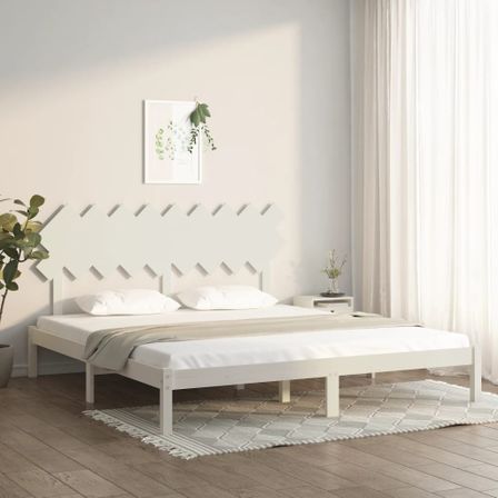 Cadre de lit Blanc 180x200 cm Super King Bois massif