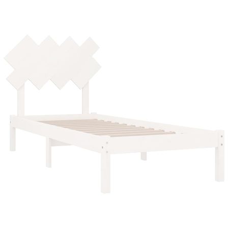 Lit Blanc 90x190 cm Simple Bois massif