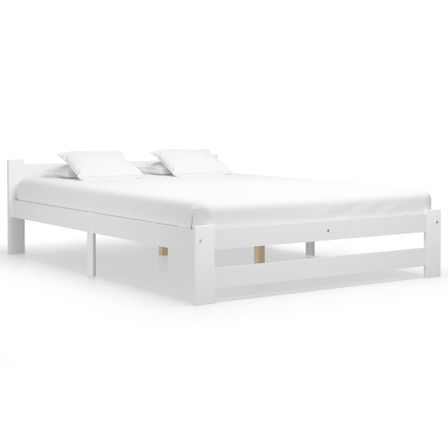 Lit Blanc Bois de pin massif 120x200 cm 8