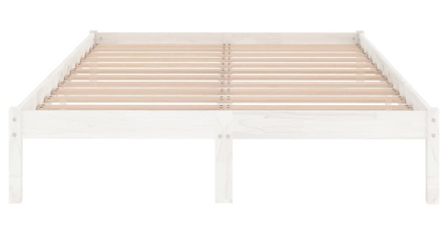 Cadre de lit Blanc Bois de pin massif 135x190 cm Natura