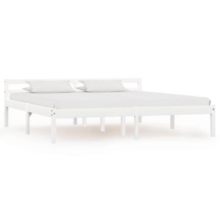 Lit Blanc Bois de pin massif 160 x 200 cm 5