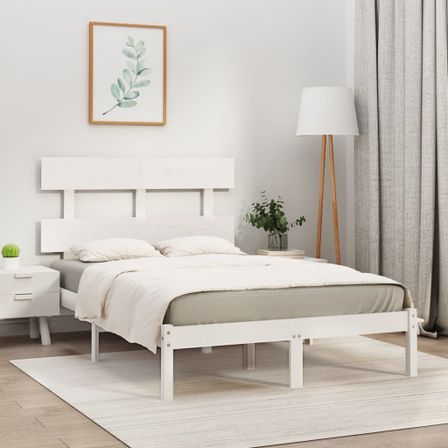 Cadre de lit Blanc Bois massif 120x190 cm Petit Double
