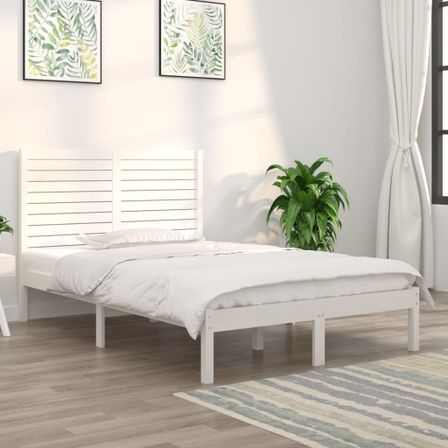 Cadre de lit Blanc Bois massif 135x190 cm Double