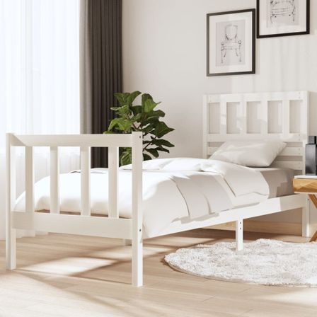 Lit Blanc Bois massif 75x190 cm Petit simple 2