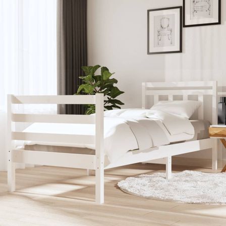 Lit Blanc Bois massif 90x190 cm Simple