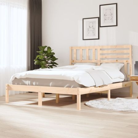 Lit Bois de pin massif 135x190 cm Double 3