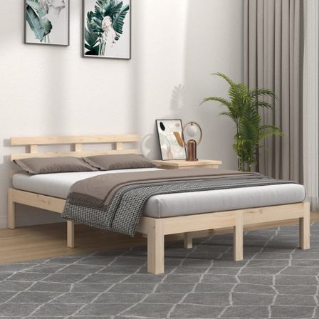 Cadre de lit bois massif 120x190 cm petit double