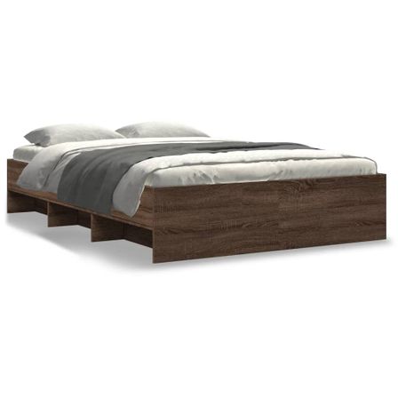 Cadre de lit chêne marron 135x190 cm bois d'ingénierie