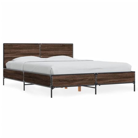 Cadre de lit chêne marron 140x190 cm bois d'ingénierie et métal