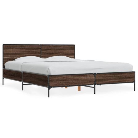 Cadre de lit chêne marron 150x200 cm bois d'ingénierie et métal