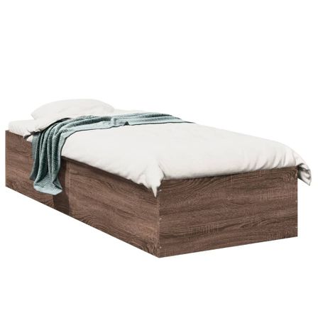 Cadre de lit chêne marron 75x190 cm bois d'ingénierie