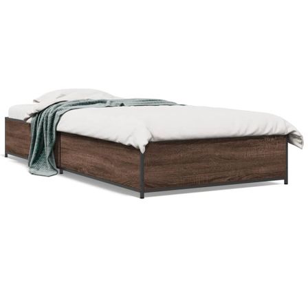Cadre de lit chêne marron 75x190 cm bois d'ingénierie et métal