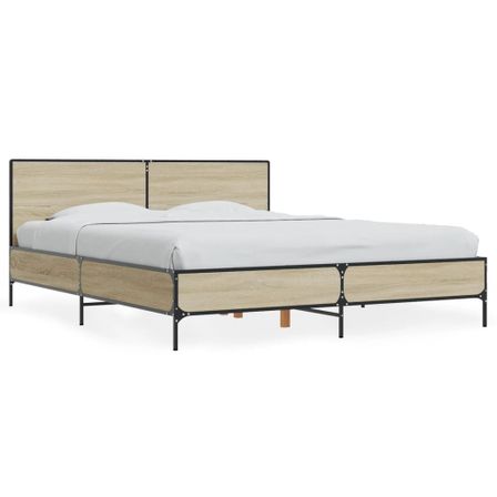 Cadre de lit chêne sonoma 150x200 cm bois d'ingénierie et métal