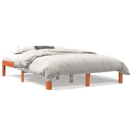 Cadre de lit marron 135x190 cm bois de pin massif