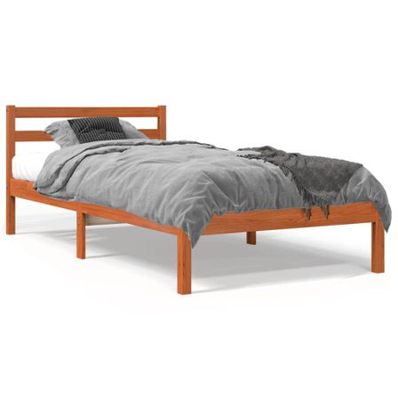 Cadre de lit marron 75x190 cm bois de pin massif