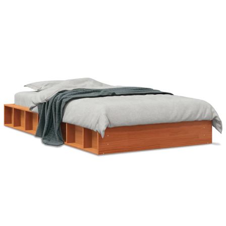 Cadre de lit marron 75x190 cm bois de pin massif