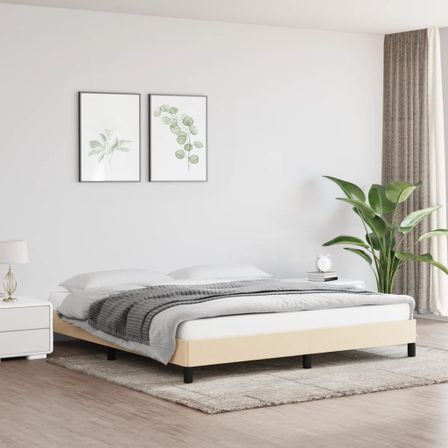 Cadre de lit Crème 160 x 200 cm Tissu