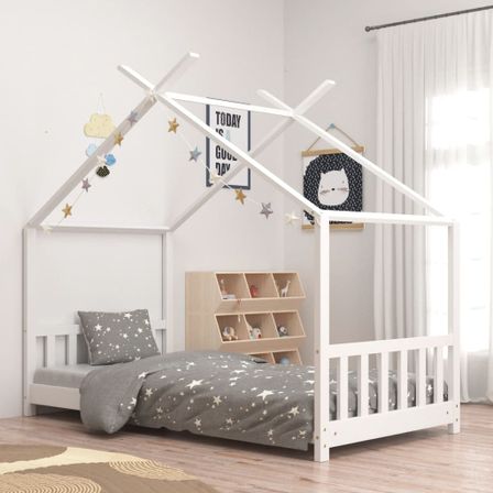 Cadre de lit d'enfant Blanc Bois de pin massif 80x160 cm