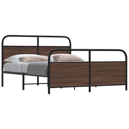 Cadre de lit en métal sans matelas chêne marron 150x200 cm