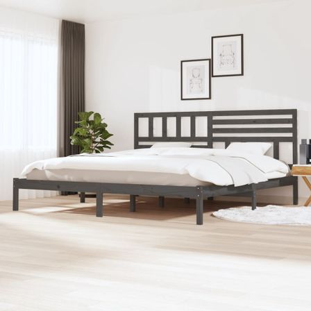 Cadre de lit Gris Bois de pin massif 200x200 cm