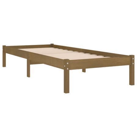 Cadre de lit Marron miel Bois massif 90x190 cm Simple