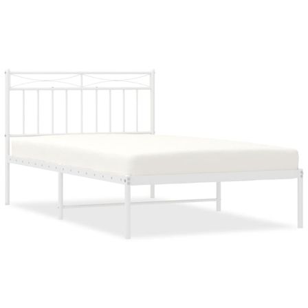 Cadre de lit métal avec tête de lit blanc 107x203 cm