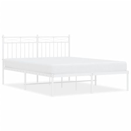 Cadre de lit métal avec tête de lit blanc 140x200 cm