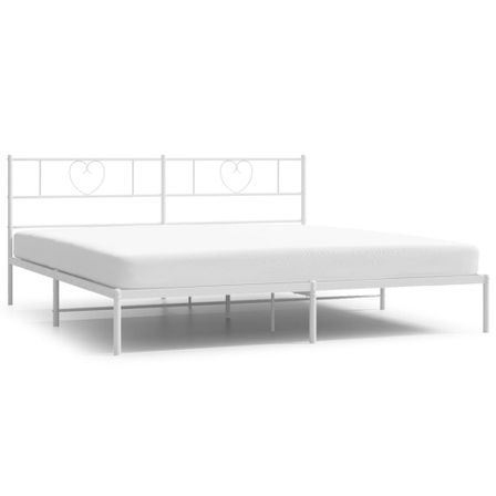 Cadre de lit métal avec tête de lit blanc 200x200 cm
